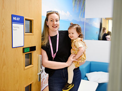 Midwifery student Sasha Bloundele with her daughter Birdie. Link to Teesside University opens new facility for parents .