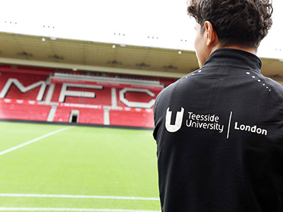 Young footballers from Hackney Wick FC in London visiting Teesside University and Middlesbrough FC’s Riverside Stadium