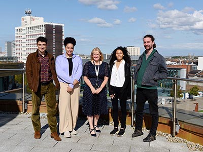 Teesside University London team members with Juliet Amos, Executive Director of Human Resources at Teesside University