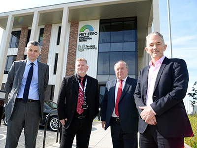 Left to right: Professor Stephen Cummings, Dr Gari Harris, Michael Henson and Dr Crispian Olver. Link to Building on international collaboration between South Africa and Teesside University.