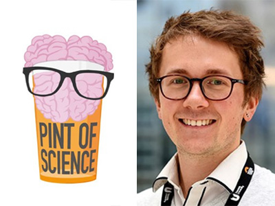 Dr Rhys Williams. Link to Make room for a Pint of Science.