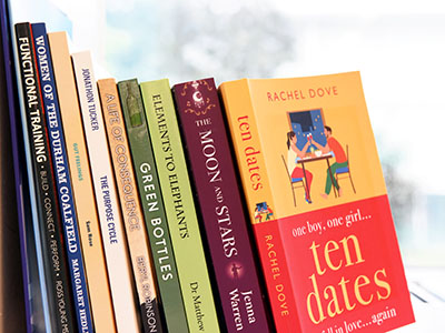 Relaunch of the Alumni Virtual Bookshelf. Link to Connecting alumni authors with readers across the Teesside community .