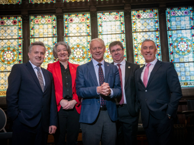 From left: Professor Michael Young, Deputy Vice-Chancellor (Academic) at University of Sunderland; Professor Karen O'Brien, Vice-Chancellor at Durham University; Professor Sir Chris Day, Vice-Chancellor and President at Newcastle University; Professor Andy Long, Vice-Chancellor and Chief Executive at Northumbria University; and Professor Paul Croney OBE, Vice-Chancellor and Chief Executive at Teesside University.. Link to North East universities awarded £8.9m to boost regional research commercialisation.