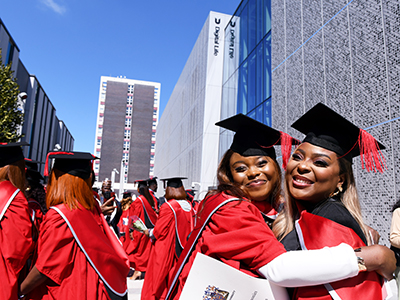 Graduation ceremony at Digital Life . Link to Celebrating academic achievement and future opportunity at Teesside University.