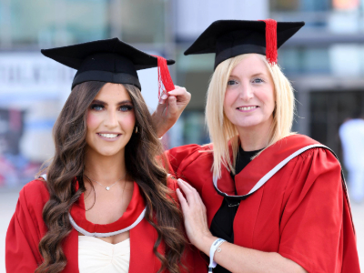 Keeley Eastbury (left) and Michelle Tierney (right). Link to Double graduation celebration for mum and daughter.