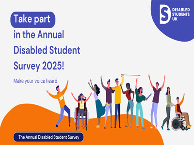 A graphic showing people celebrating, promoting the Annual Disabled Student Survey 2025. A graphic showing people celebrating, promoting the Annual Disabled Student Survey 2025. Link to Annual Disabled Student Survey 2025.