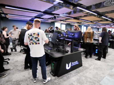 Gaming labs in Teesside University's Digital Life building. Gaming labs in Teesside University's Digital Life building. Link to Teesside University start-ups Selected for prestigious Tranzfuser 2025 programme .