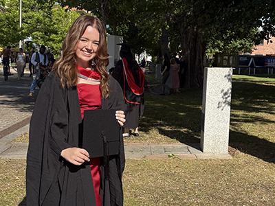Journalism graduate Ella Wilson. Link to Ella secures exclusive front page news ahead of Teesside University graduation  .