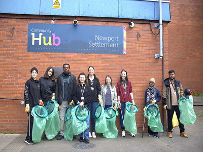 A group of volunteers standing outside Newport Community hub, ready to do a litter pick. . Link to Do Good, Feel Good & keep Boro tidy! Thursday 28 August.