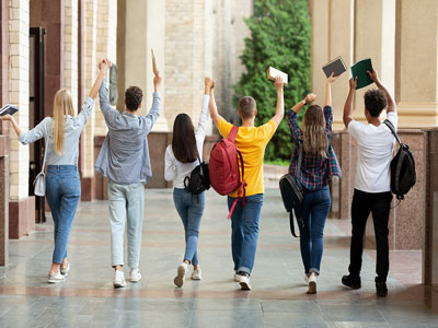 A groupd of students wakling along with their hands in the air in celebration. Link to Preparing for your January 2026 Exams .