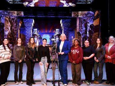 Steph McGovern, pictured centre, with scholarship recipients. Link to Steph McGovern launches new Teesside University scholarship to support women in engineering.