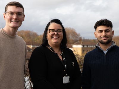 Briac and Faris with Alison Moore, International Student Mobility Officer