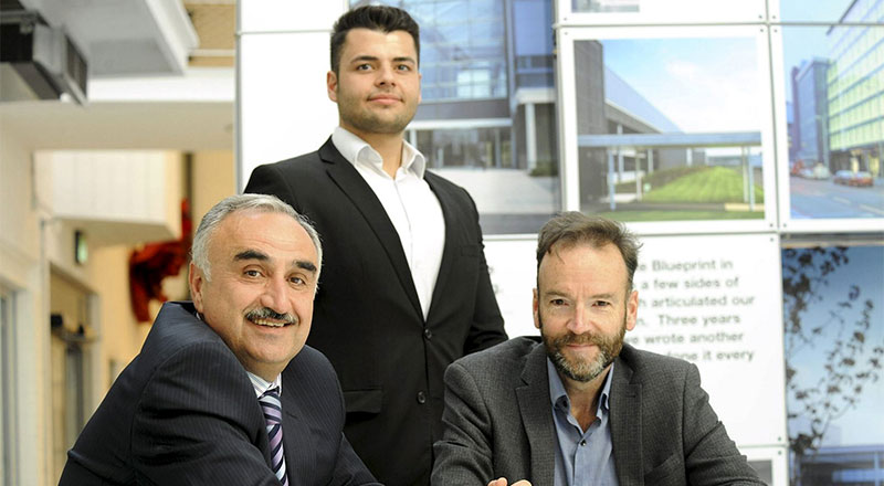 From left - Professor Nashwan Dawood, Omar Tapponi and Peter Barker.