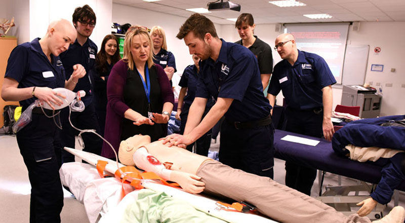 BSc (Hons) Paramedic Practice students being taught at Teesside University