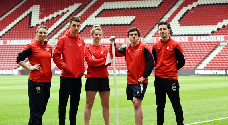 Members of Teesside University's Elite Athlete Scheme at Middlesbrough FC's Riverside Stadium
