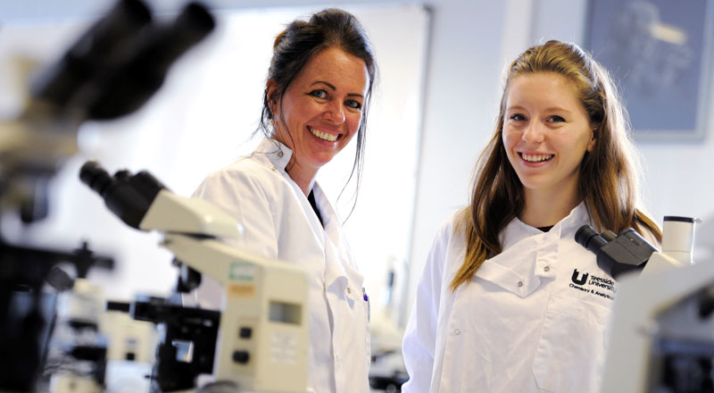 Chloe Lavelle, right, with Teesside University School of Science & Engineering lecturer Melanie Brown.