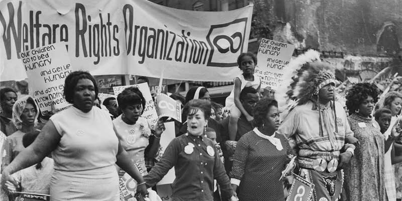 The National Welfare Rights Organisation marching to end hunger as part of the Poor People’s Campaign, 1968 - Jack Rottier photograph collection, George Mason University Libraries.