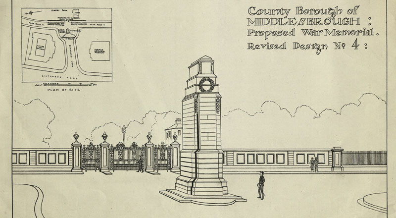 Plans from Middlesbrough Cenotaph, image from Teesside Archives 