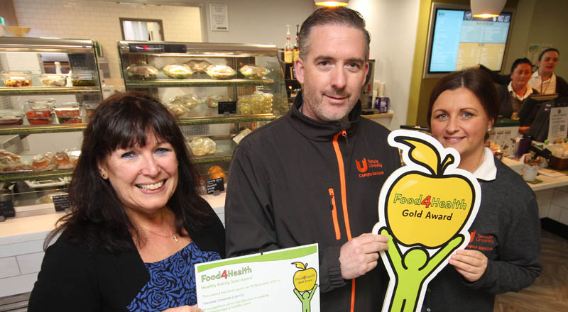 (L-R) Debby Roberts Teesside University’s Assistant Director of Campus Services, Catering Supervisor Karl Agar and Catering Assistant Charlotte Cara at The Garden restaurant at Teesside University.  