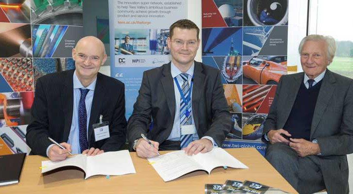 Professor Simon Hodgson with Dr Mike Russell and Lord Heseltine CH.