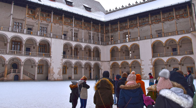 Students pictured during their study trip to Poland