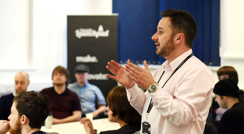 Steve Dougan, Head of Graduate Enterprise at Teesside University, at a mentoring session for entrepreneurs on the Launchpad FUEL development programme.