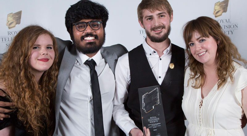 From left, Natasha Graham, Srijith Jalapathy, Adam Mann, Clare Kirkpatrick from the team behind Shed, which won two RTS awards