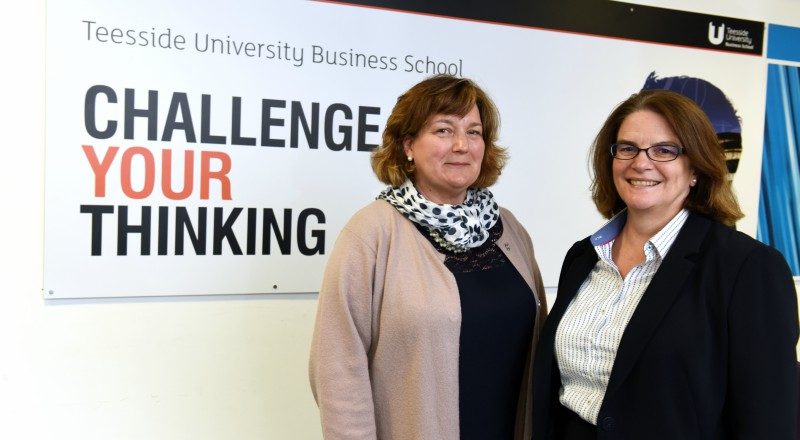 Anne Kiem (right), chief executive of the Chartered Association of Business Schools, with Dr Susan Laing, Dean of Teesside University Business School.