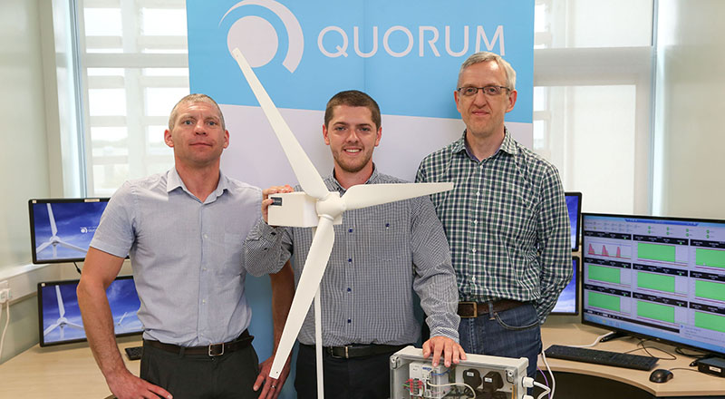 From left - Dr Michael Short, Jordan Robinson and Paul Usher, Business Development Director at Quorum.