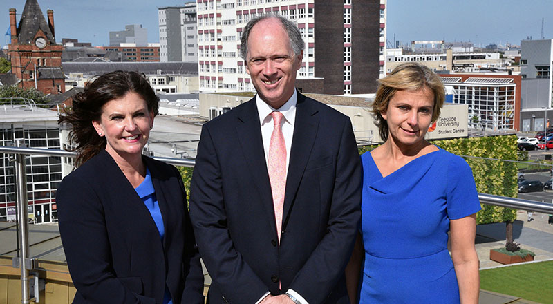 From left - Professor Jane Turner, Scott Wightman and Emma Wegoda at Teesside University.