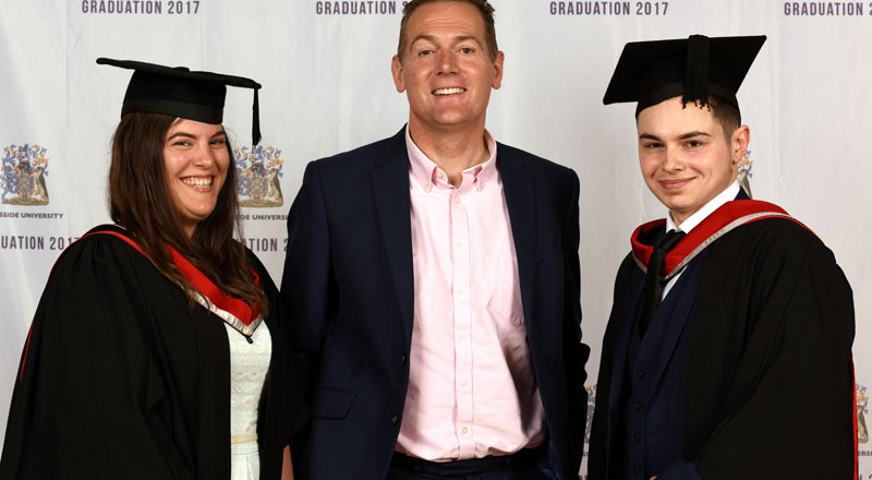 Daisy Campbell and Adam Gilmartin pictured with Andy Preston, centre, of Middlesbrough and Teesside Philanthropic Foundation
