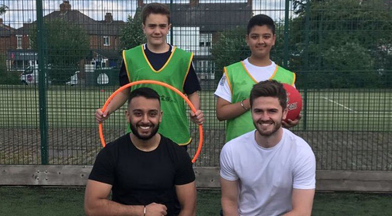 Gurmeet Singh and Matty Jenkinson with Jason Singh and Logan Lowe from Acklam Grange School