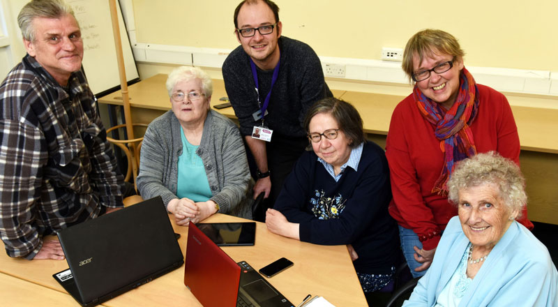 Dr Alison Jarvis, (back right) with members of the LEGs & Co community group and Martin Jameson from Ageing Better Middlesbrough