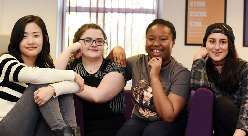 Students who worked on the BBC Radio 4 Listening Project, from left: Yaxi Zhang, Aymee King, Tamanya Thorpe-Slater, Andreea Rosu.