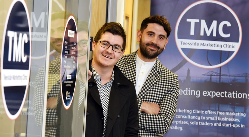 BA (Hons) Marketing students Steven Askham and Luke Evans at Teesside Marketing Clinic 