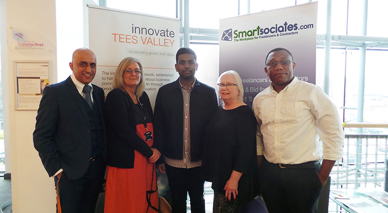 From left - Mansha Nawaz (Senior Lecturer, Teesside University), Sue Gilbert (Innovation Exchange Coordinator, Teesside University), Sankeeth Sriranganathan (knowledge exchange intern), Liz Rooney (Project Associate, Nepic), Pascal Pemha (Venture Lead, Smartsociates).