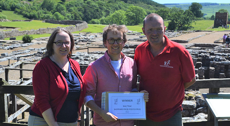 Dr Gillian Taylor, Rhys Williams and Dr Andrew Birley at Vindolanda