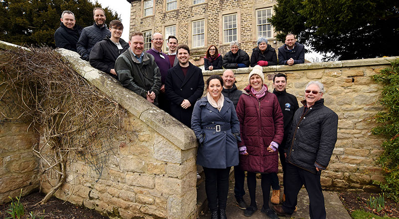 Members of the Leading Growth cohort on a residential experience at Headlam Hall Hotel.