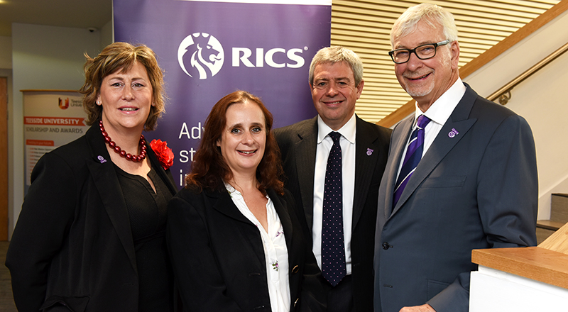 Left to right: Victoria Hampson (RICS Regional Director, North & Midlands), Rachel Anderson (Policy Director at the North East Chamber of Commerce), Chris Pearson (Chair of the RICS North East Regional Board), John Hughes FRICS (RICS President).
