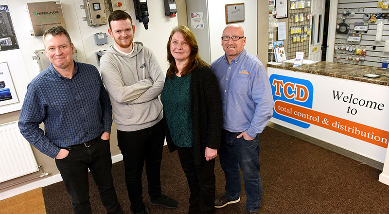 From left - Ian Wilkinson, Luke Robinson, Alexandra Groves and John Shepherd (Director of Total Control and Distribution)