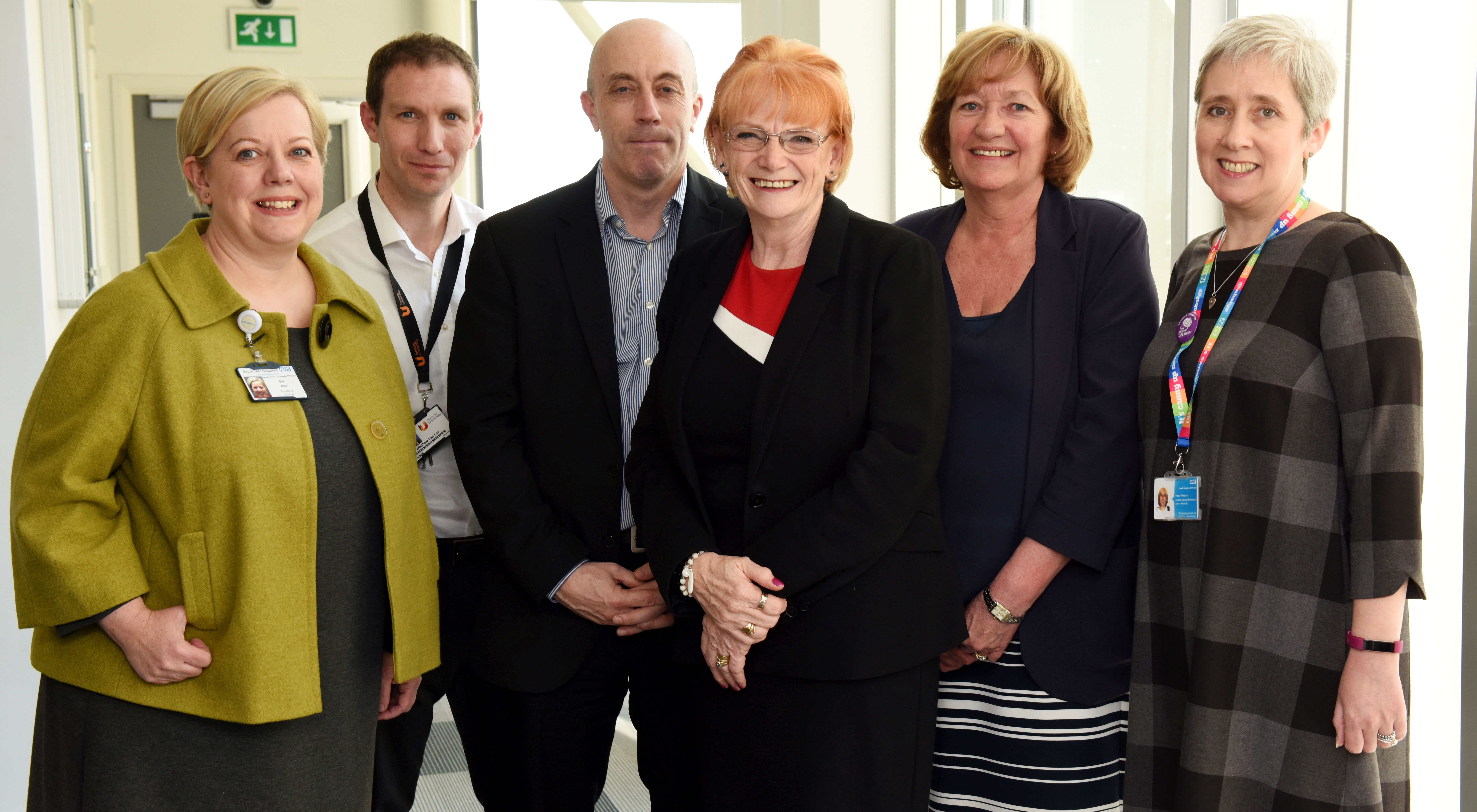 Gill Hunt, Director of Nursing and Quality with South Tees Hospitals NHS Foundation Trust; Matthew Van Loo, Senior Lecturer in Adult Nursing in the University’s School of Health & Social Care; Derek Marshall, Chief Workforce Strategist and Planner for Health Education England North East; Marion Grieves, Dean of the University’s School of Health & Social Care; Linda Nelson, Associate Dean (Enterprise & Business Engagement) in the University’s School of Health & Social Care; Haley Whelpton from Health Education England.

