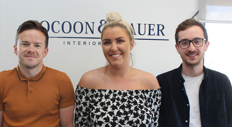 Cocoon & Bauer managing director Peter Turner with interior designers Casey Hall and Josh Ryan