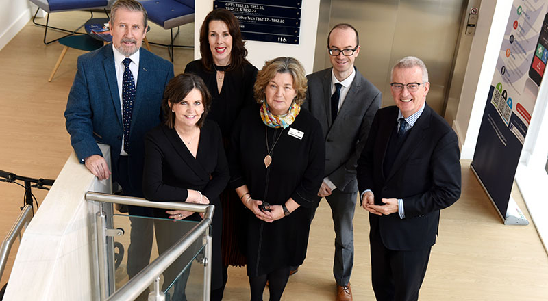 Pat Cambage (Irish Chamber), Professor Jane Turner OBE DL (Teesside University), Julie Underwood (North East England Chamber of Commerce), Dr Susan Laing (Dean, Teesside University Business School), Neil Dee (Irish Chamber) and John McGrane (Irish Chamber). 