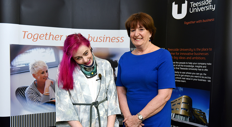 Emma Lawton (left) with Laura Woods at the Business Exchange at Teesside University