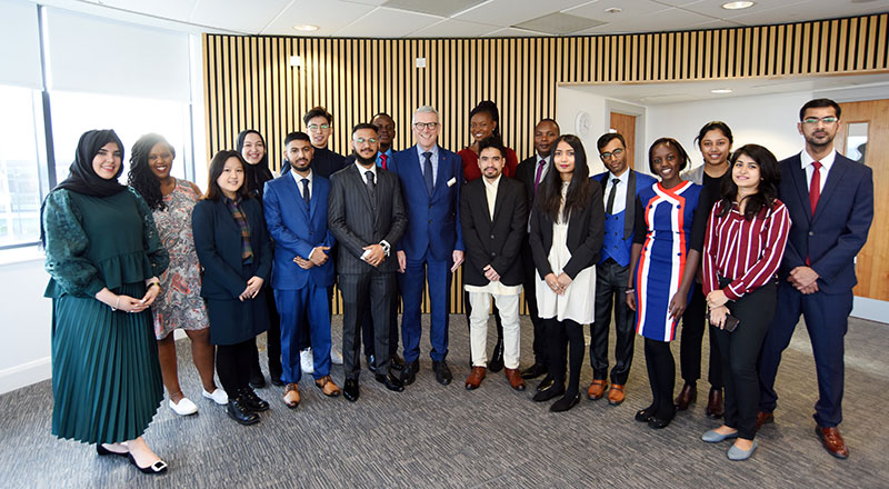 Dr David Bell with the recipients of the Vice-Chancellor's Scholarship.