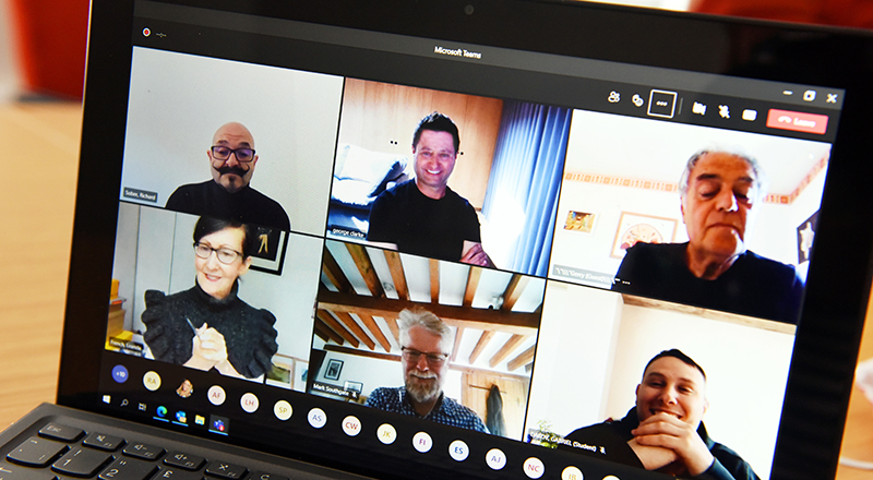 Architect and television presenter George Clarke pictured (top centre) during the online tutorial