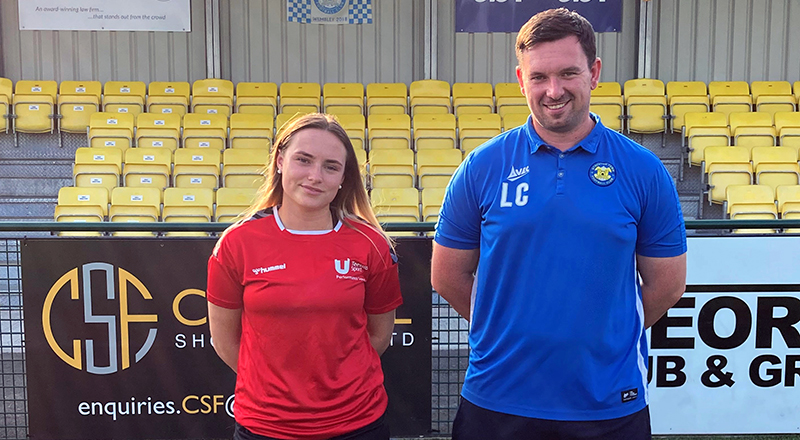 Harriet Dryden, President Activities at Teesside University Students’ Union and Liam Cox, Head Coach at Stockton Town FC