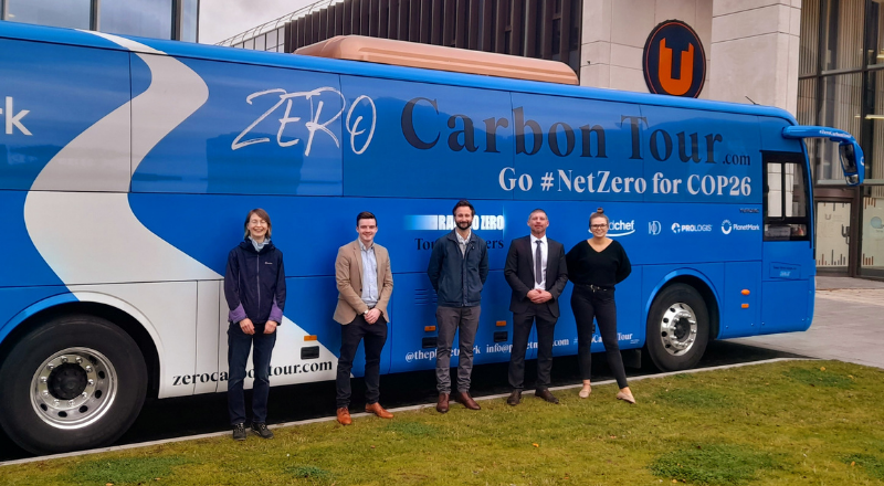 From left to right: Elizabeth Assmann (Planet Mark), Michael Thompson (Teesside University), Jonathan Withey (Planet Mark), Michael Short (Teesside University), Bridie Marshall (Planet Mark)