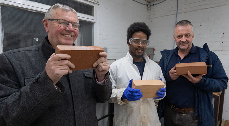 (L-R): Bob Borthwick, Feysal Shifa and Peter Scott with the prototype bricks