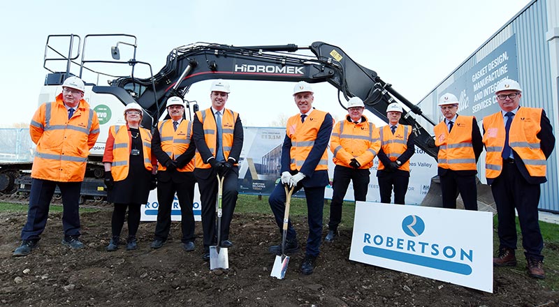 Garry Hope, regional managing director, Robertson Construction North East, Dr Jo Heaton-Marriott and Professor Nashwan Dawood from Teesside University, Tees Valley Mayor Ben Houchen, Teesside University Vice-Chancellor and Chief Executive Professor Paul Croney OBE, Malcolm Page, Paul Booth CBE,  Professor Steve Cummings and Darren Vipond.